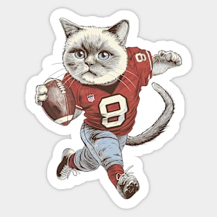 American Football Cat Player Sticker